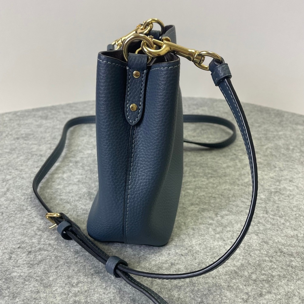 Coach Mollie Bucket Bag 22 Blue Pebble Leather Crossbody C7266 - Picture 5 of 16